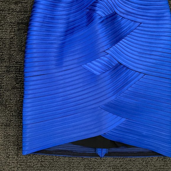 BCBG MAXAZRIA Blue Sapphire One Shoulder Bandage Mini Dress Size 8 - Picture 4 of 8